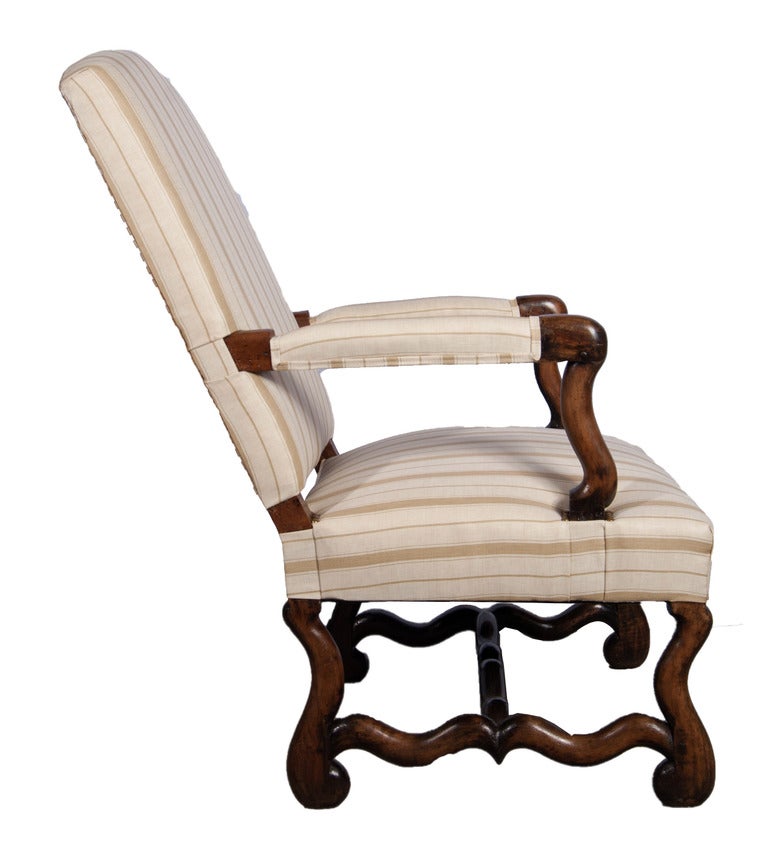 Single Louis XIII Fauteuil with new upholstery