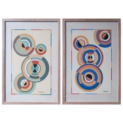 Antique Gouache Paintings, "The Circle Series" We Actually Have Four