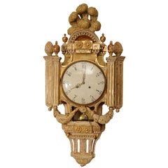Gustavian Gilt Wood Cartel Clock