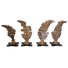 Set of Four Gilt Architectural Elements in the Form Beaded Acanthus Leave