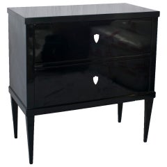 Pair of Black Lacquer Biedermeier Style Two-Drawer Commodes