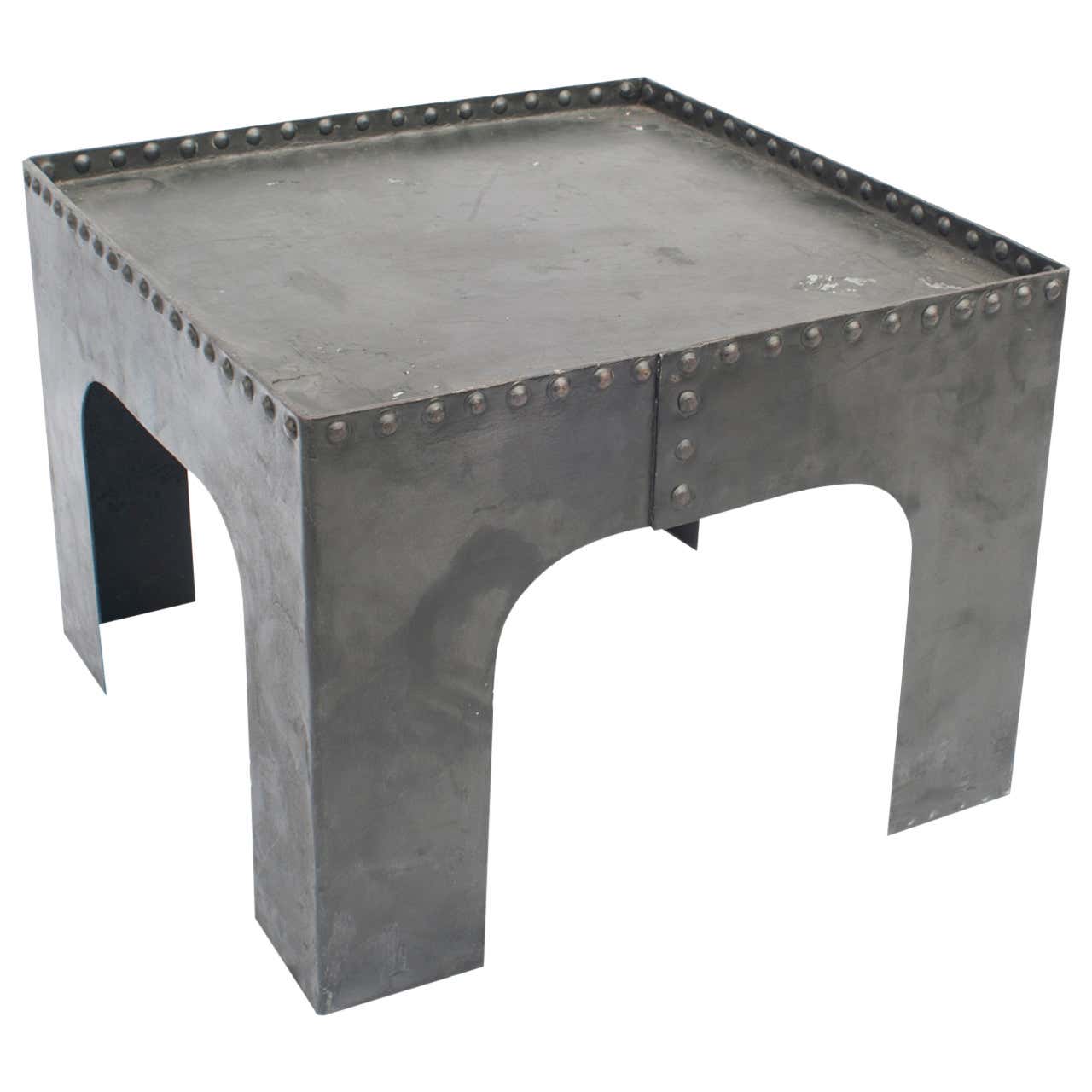 Small Square Industrial Metal Coffee Table For Sale at 1stDibs ...