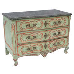 Green and Red Trim Louis XVI Provençal Commode