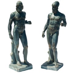 Pair of Black Plaster Statues, Copies of Antiquity in Museum of Archaeology