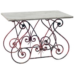 Red Wrought Iron Pastry Table