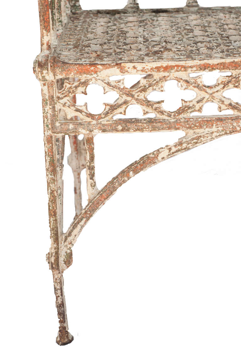Painted Cast Iron Gothic Bench 1