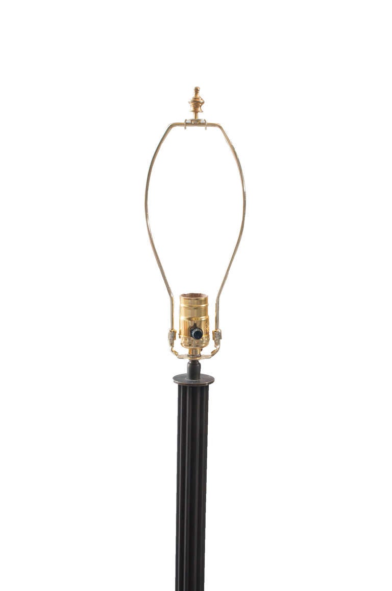 French Provincial Black Metal Floor Lamp with Marble Base For Sale