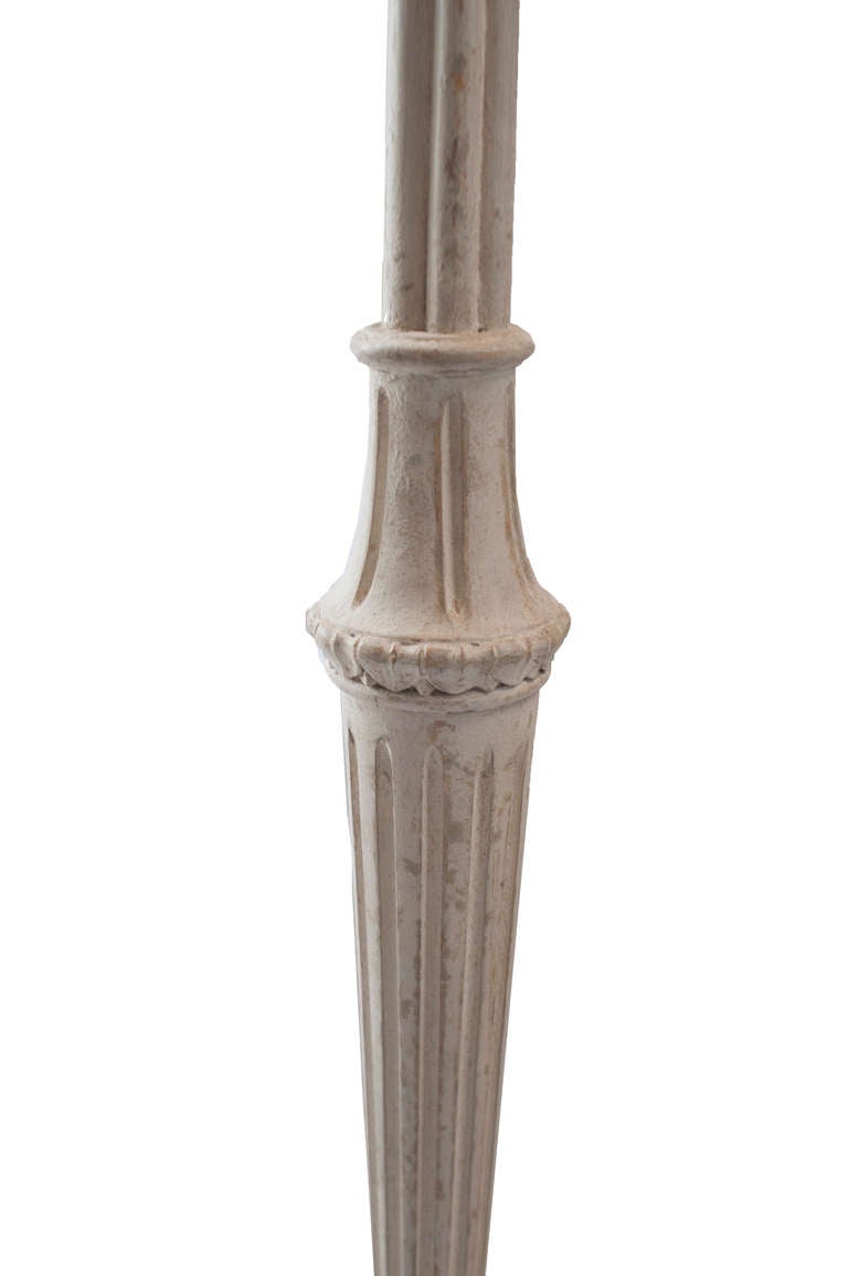 French Provincial Light Grey Painted Floor Lamp For Sale