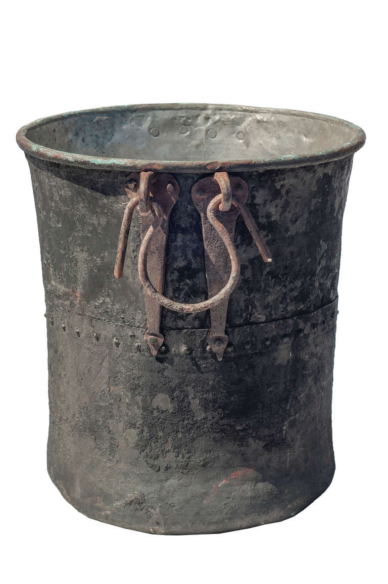 Provencal Pot de Confiture a set of four, Coper with steel handles.
Large:  H 21.24