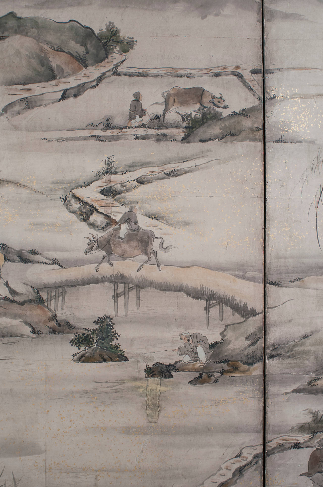Six-Panel Japanese Screen Depicting a Chinese Landscape In Good Condition In Washington, DC