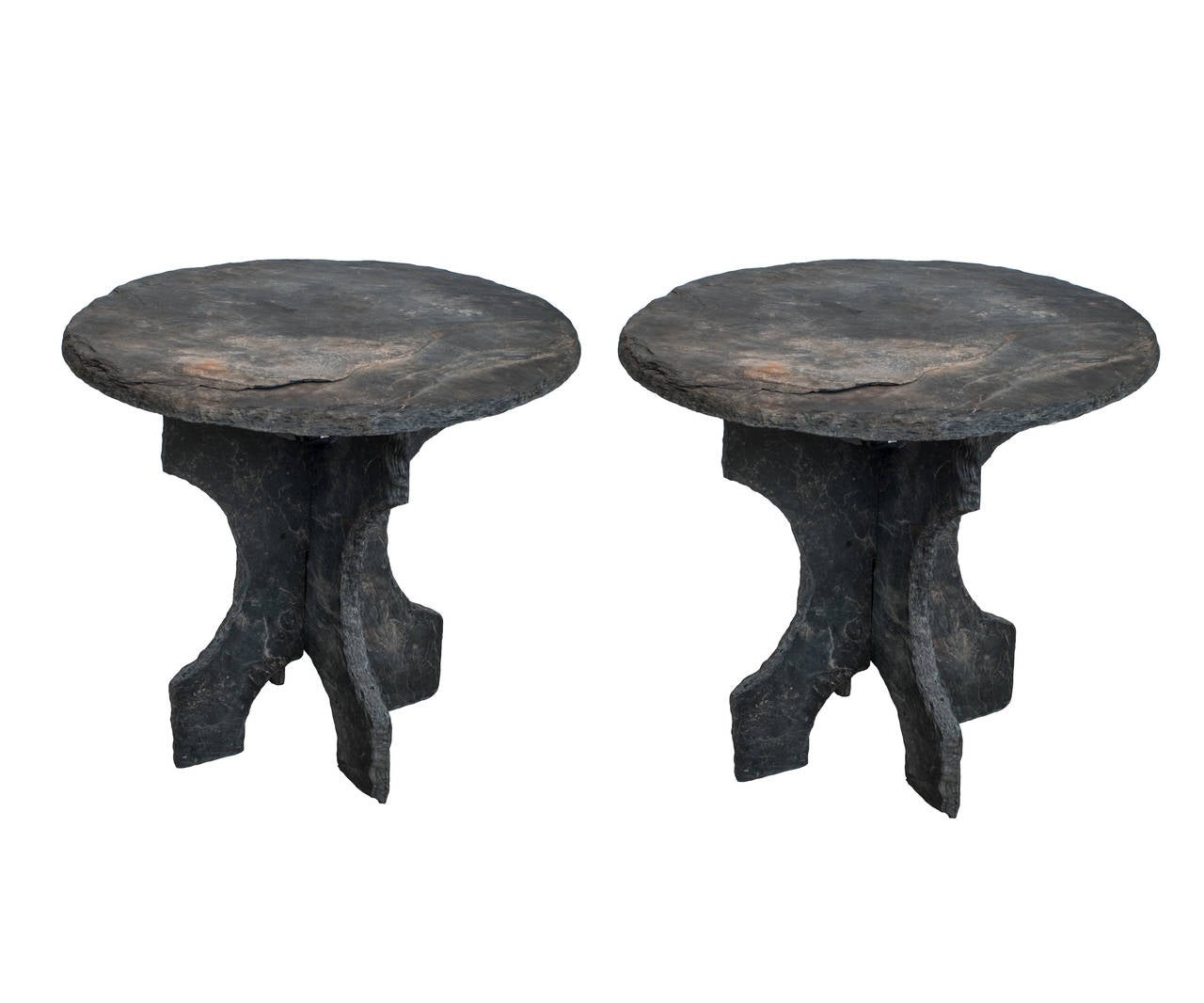 A pair of exquisite antique slate tables. Only sold as a pair.