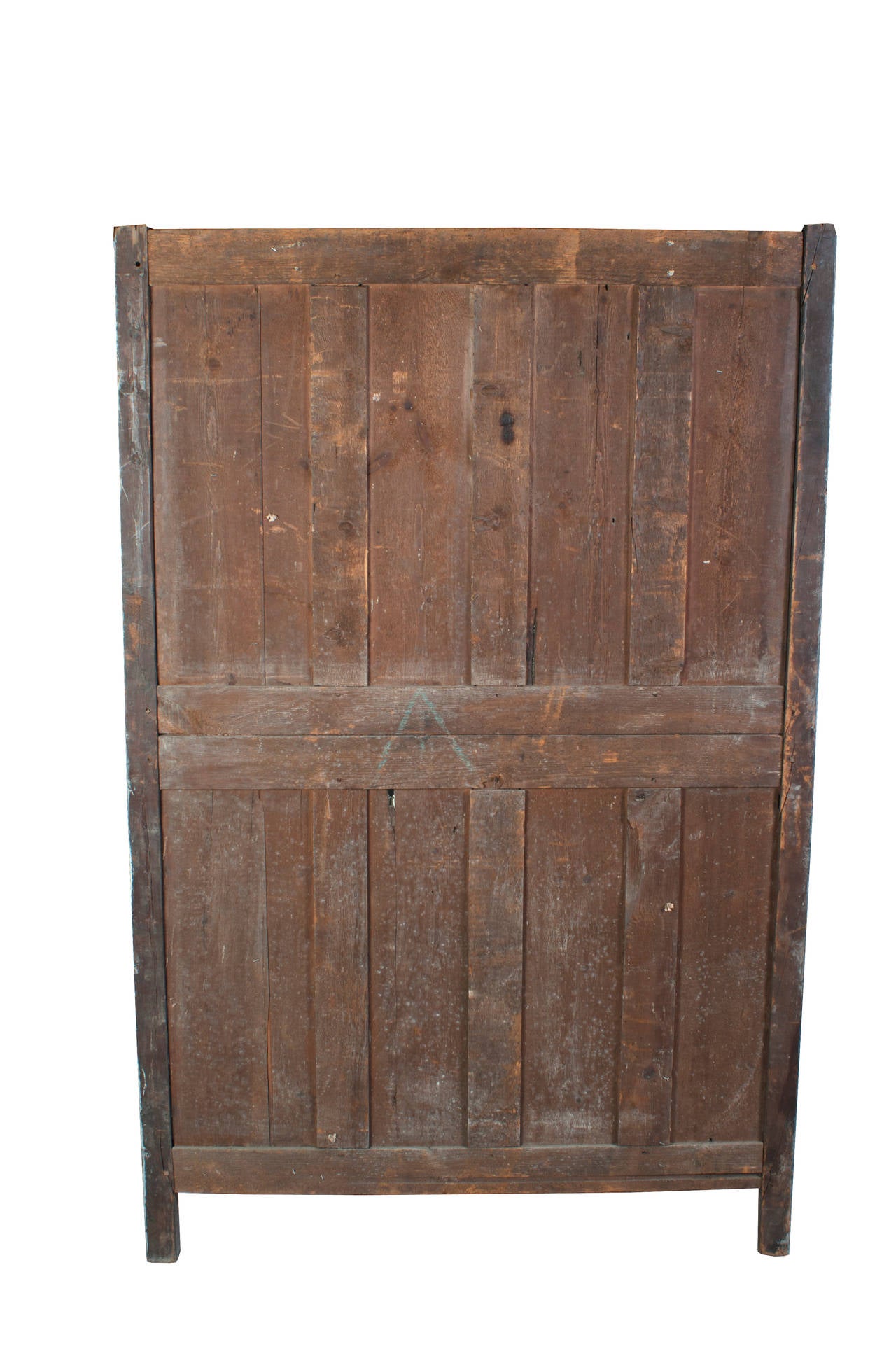 19th Century Grey Painted Normandy Armoire in Carved Oak and Pine