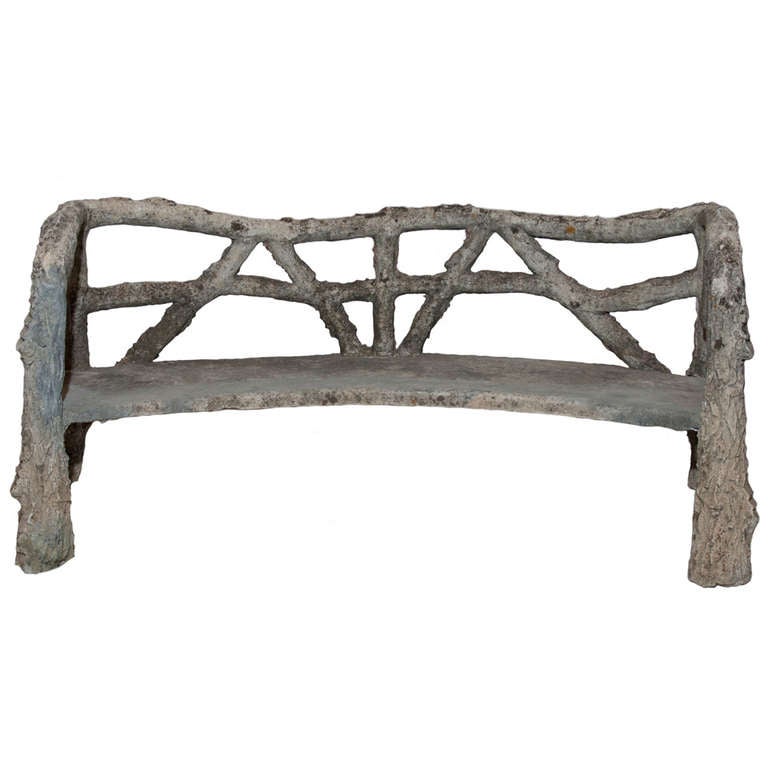 An Unusual semi Circular Faux Bois Bench From Ile De France For Sale