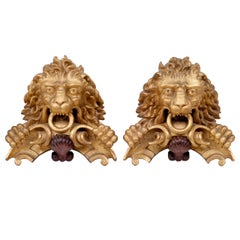 Pair of Gilt Lion Appliqués