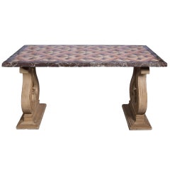 Italian Table with Inlaid Marble Top Antique Italian Table with Inlaid Marble Top