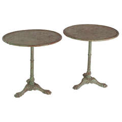 Pair of Light Green Painted Cast Iron Gueridon Tables 10