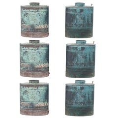 Set of Six Blue Oxidized Container or Vessels