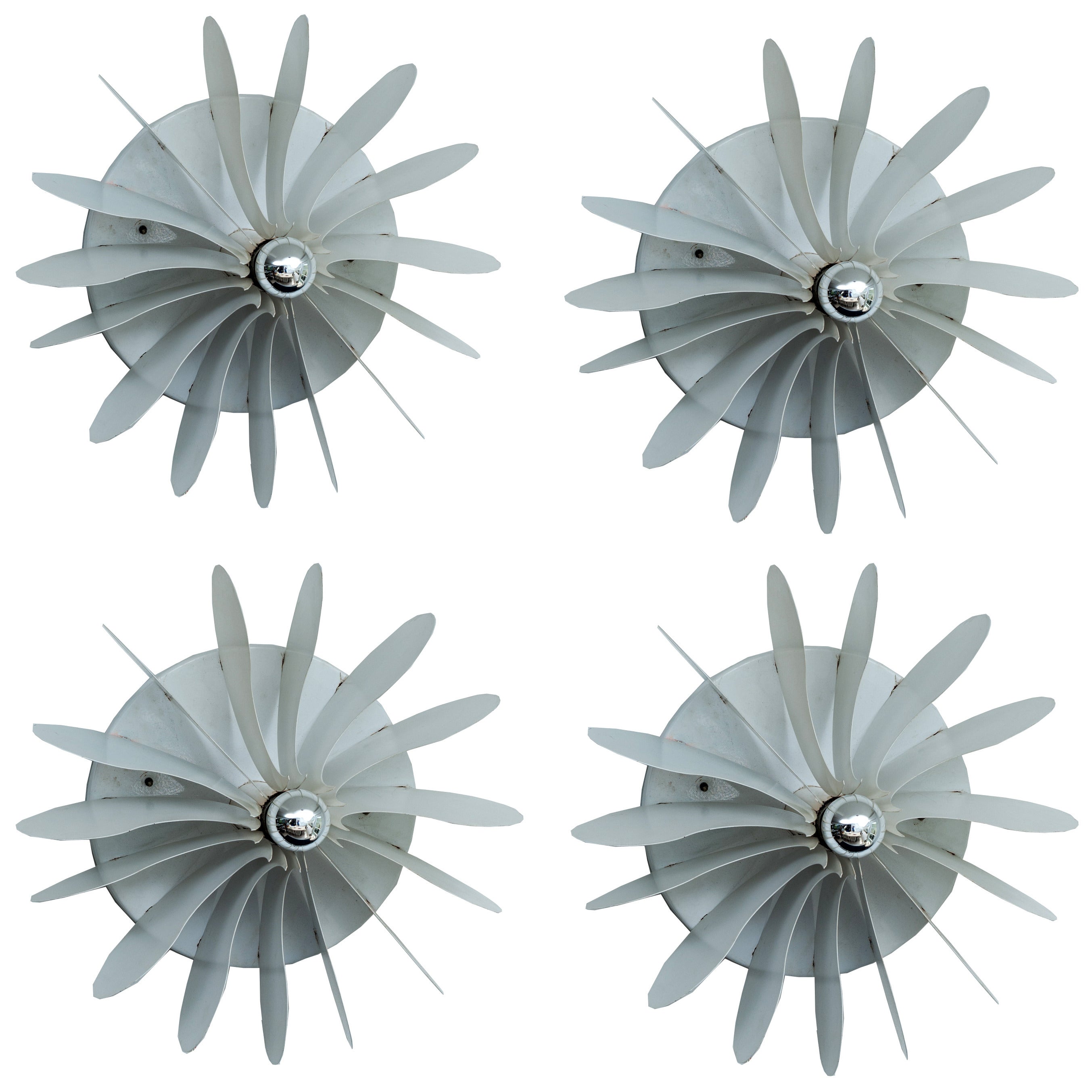 White Painted Metal Blade Appliqué/Wall Sconces