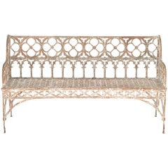 Painted Cast Iron Gothic Bench