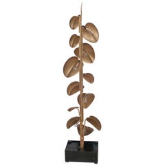 Art Deco Brass Floor Lamp in the Form of a Rubber Tree Plant
