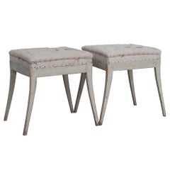 A  Pair of  Painted Gustavian Tabourets