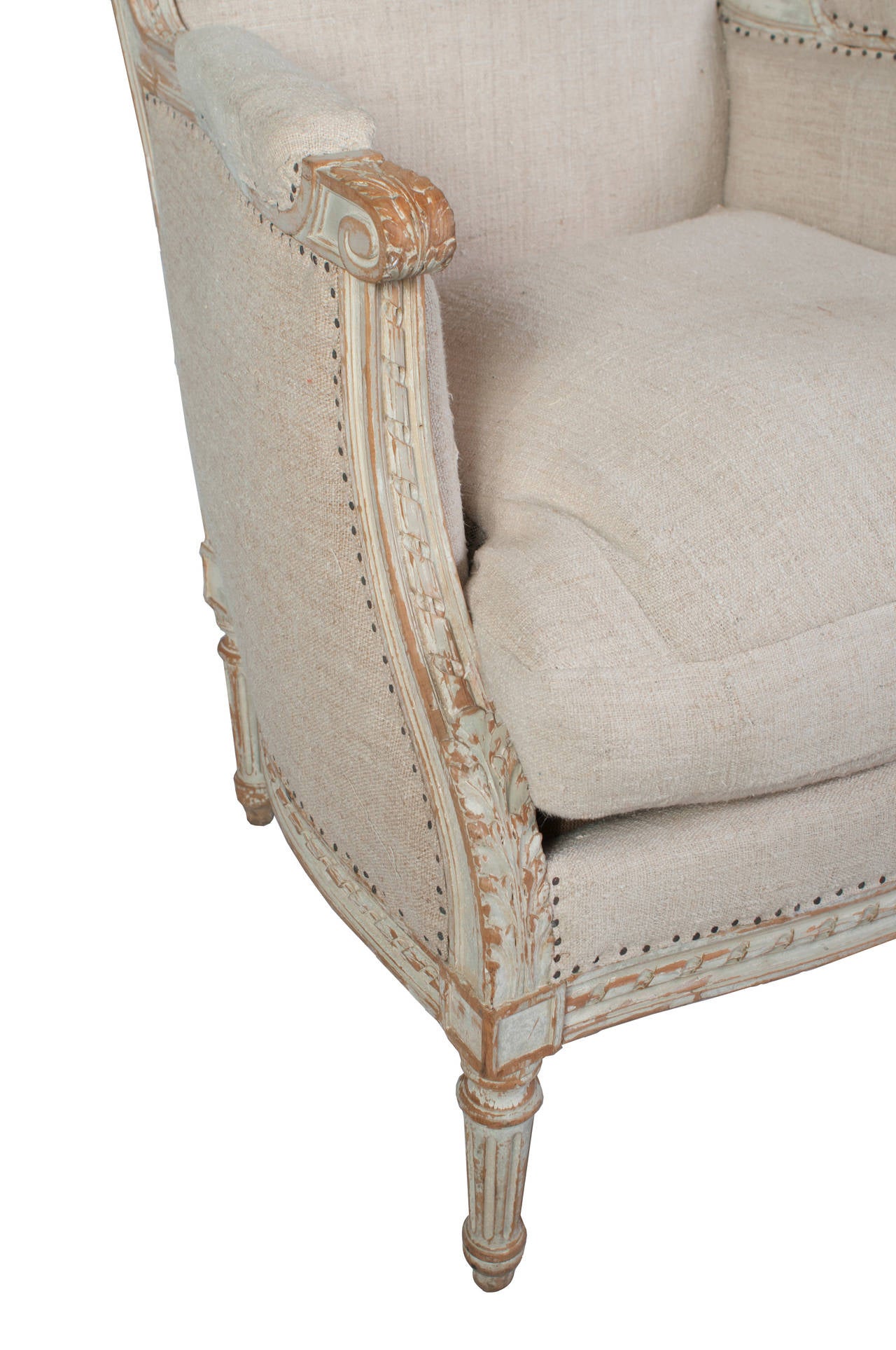 A Louis XVI grand bergere with a round bac.