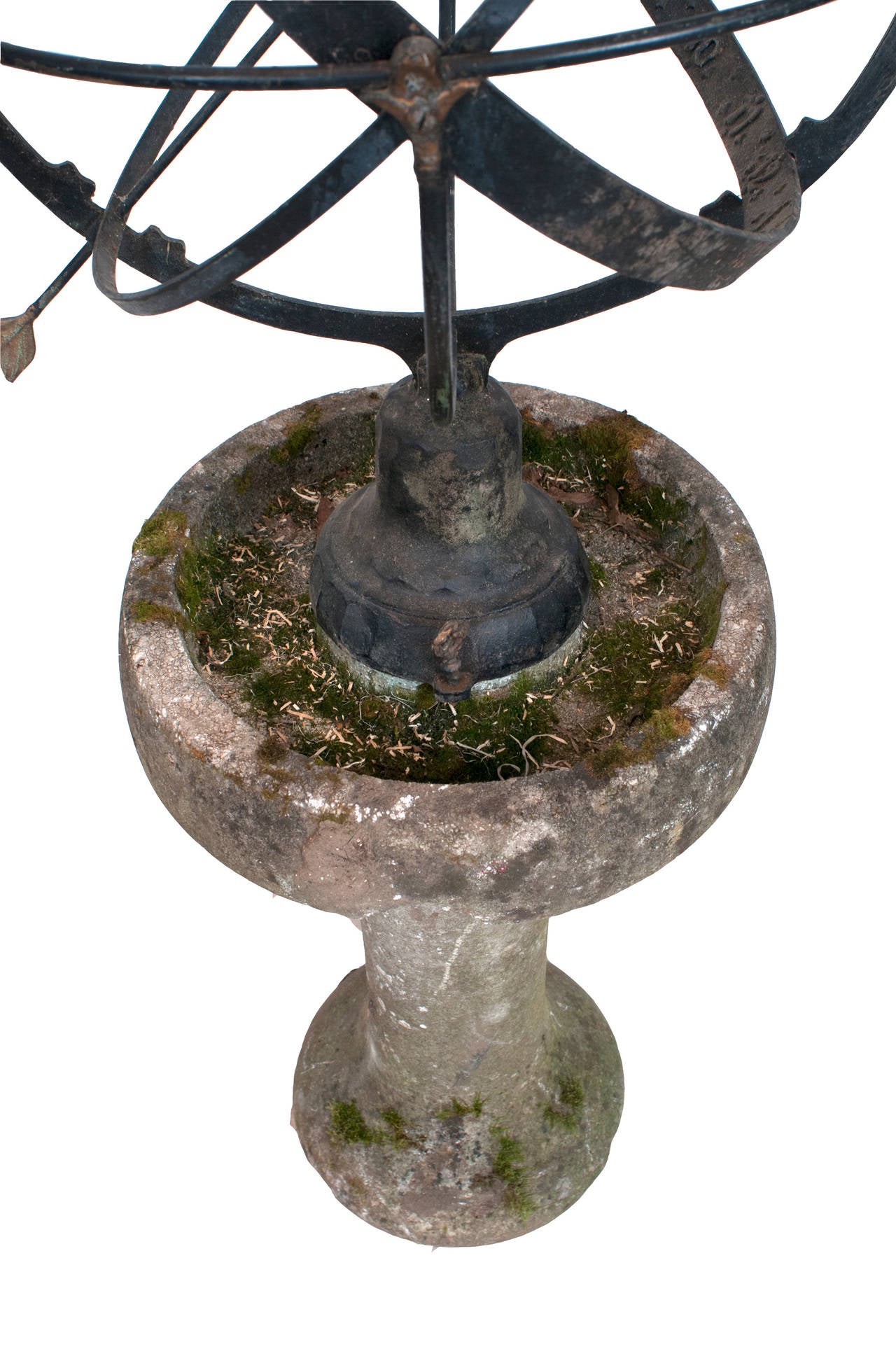 French Wrought Iron Sun Dial with Wonderful Patina and Lichen