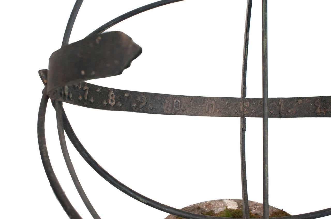 Wrought Iron Sun Dial with Wonderful Patina and Lichen In Excellent Condition In Washington, DC