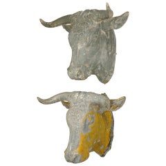 Pair of 19th Century, French Tetes de Taureau Bull Heads