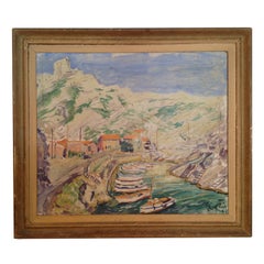 Pintura de estilo postimpresionista de la orilla del mar de Calanque