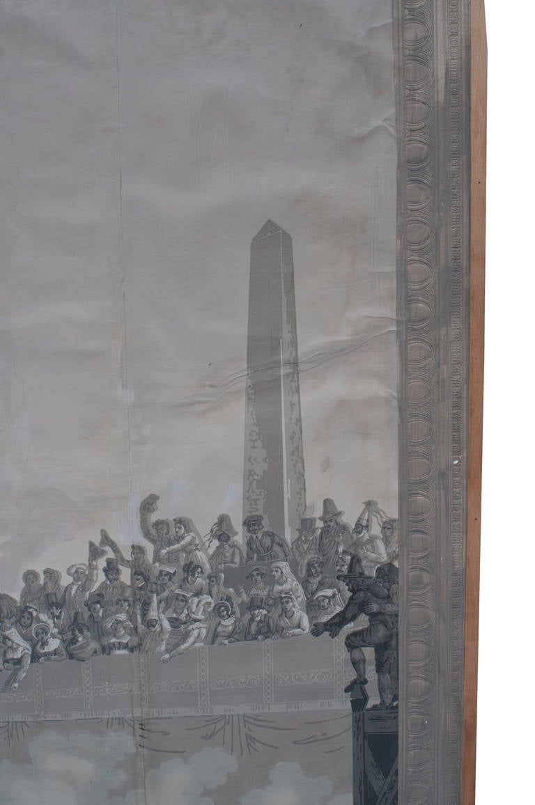 Grisaille Panel Depicting Neapolitans Watching Horse Racing