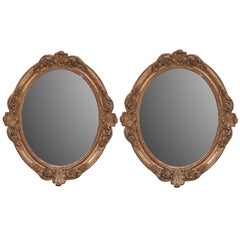 Antique Pair of Gilt Oval Mirrors