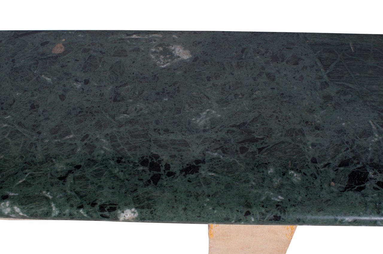 green marble top console table