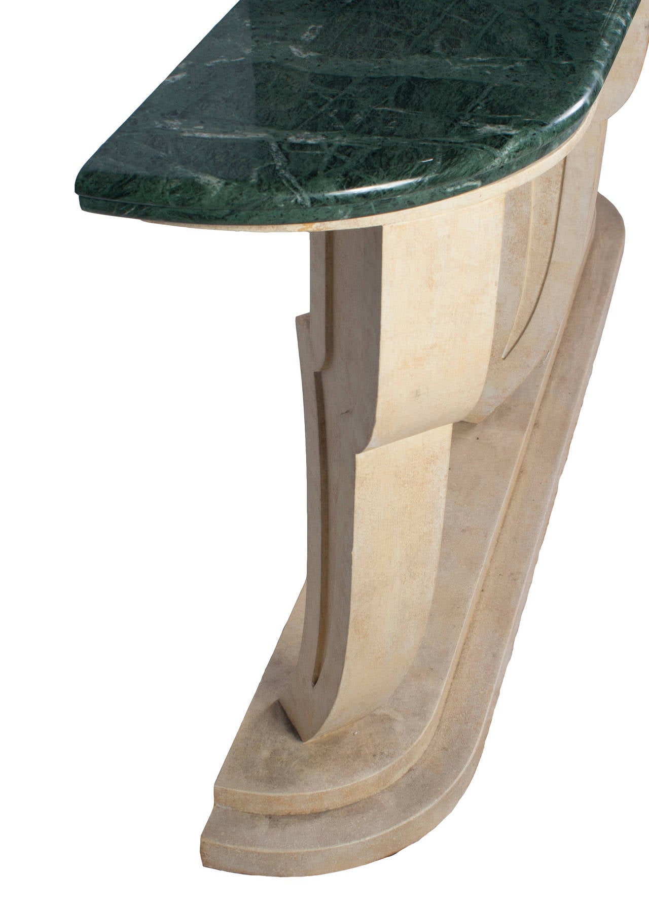 green marble console table