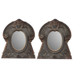 Pair of Heavy Cast Iron Dormers with a Wonderful Female Face Decoration