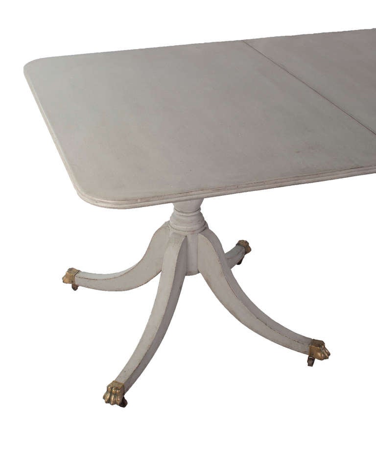 Painted Gustavian 2 Pedestal Dining Table shown with 
Extension Leaf In.  Table without extension leaf is 60