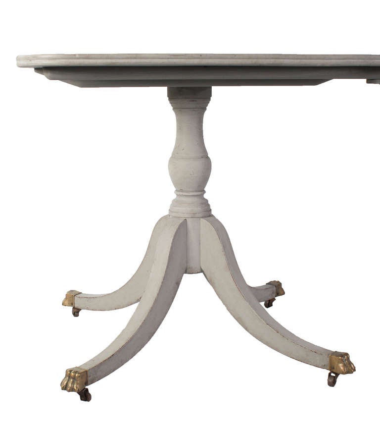 Swedish Gustavian 2 Pedestal Dining Table Show With Leaf In