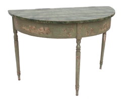 French Demi Lune Table with decorative paint