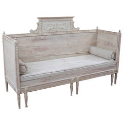 A Gustavian Bench with Beautiful Plaster Caryatid Decoration on the back. 2