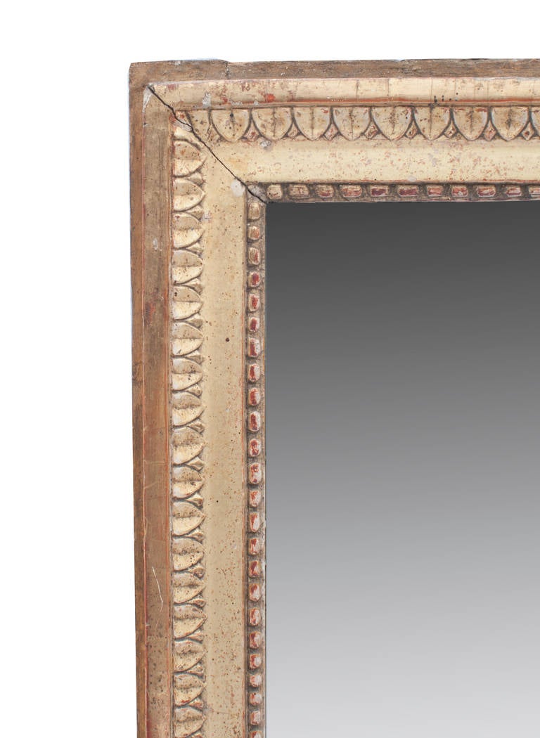 Louis XVI small white painted mirror and gilt.