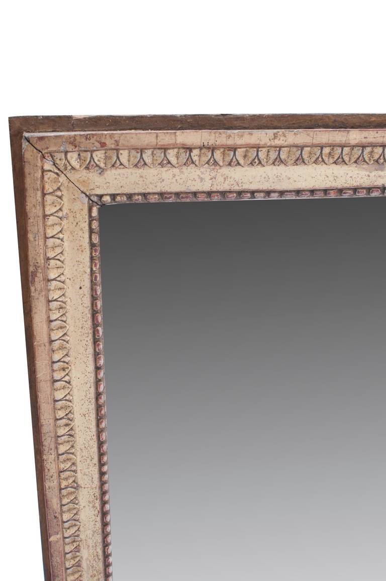 French Louis XVI Small White Painted Mirror and Gilt