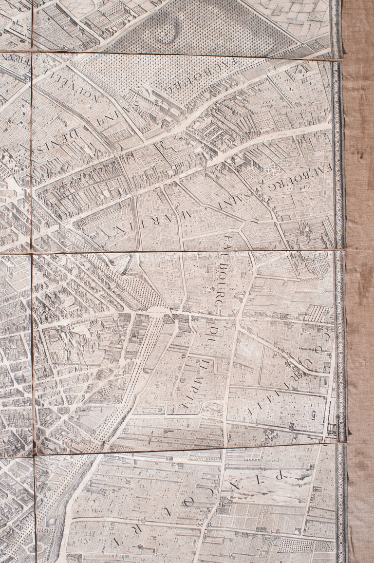 French Mid-Sized Turgot Map of Paris, 1950 Pressing of a Map from 1739