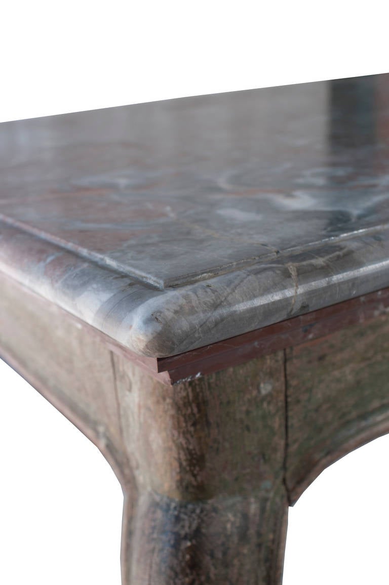 French Louis XV Style Dining Table with Original Marble and Paint For Sale