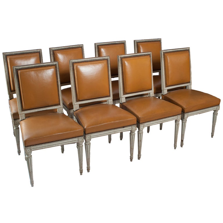 Set of Eight Louis XVI Square Back Chairs at 1stDibs