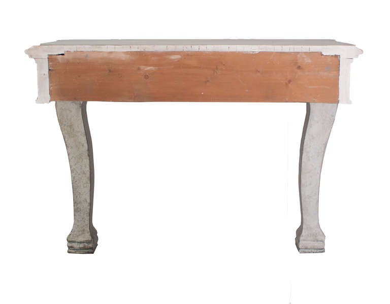19th Century Pair of Grey Painted Carved Wood Console Tables with Claw Feet