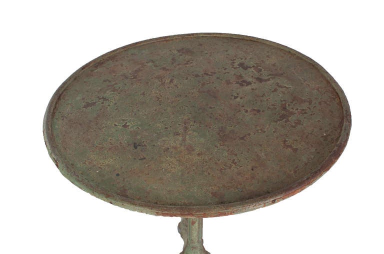 French  Light Green Painted Cast Iron Gueridon Table