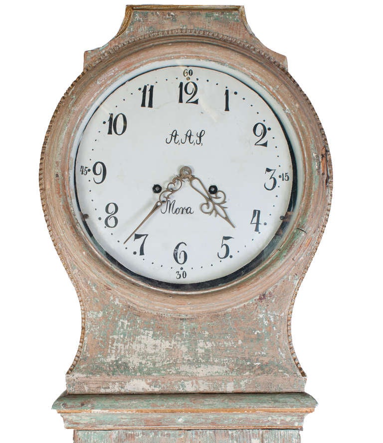 Light Green Painted Swedish Mora Clock