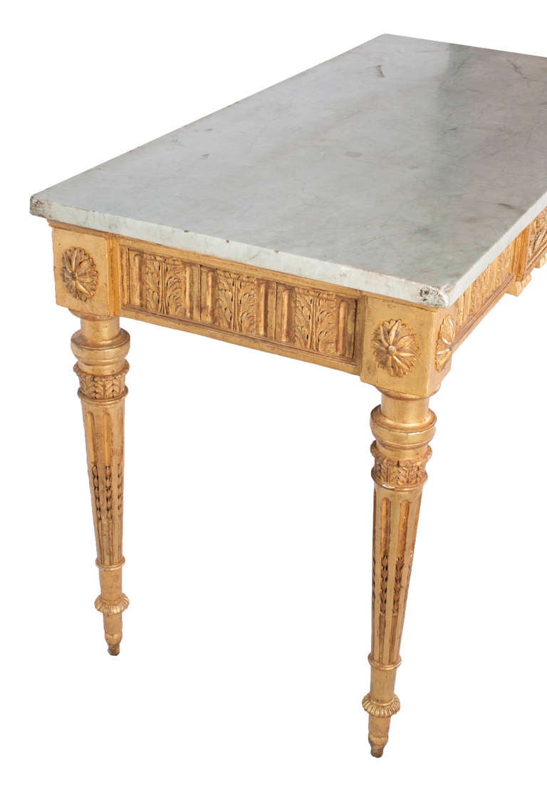 Gilt Louis XVI Console Table with Original Marble Top In Good Condition In Washington, DC
