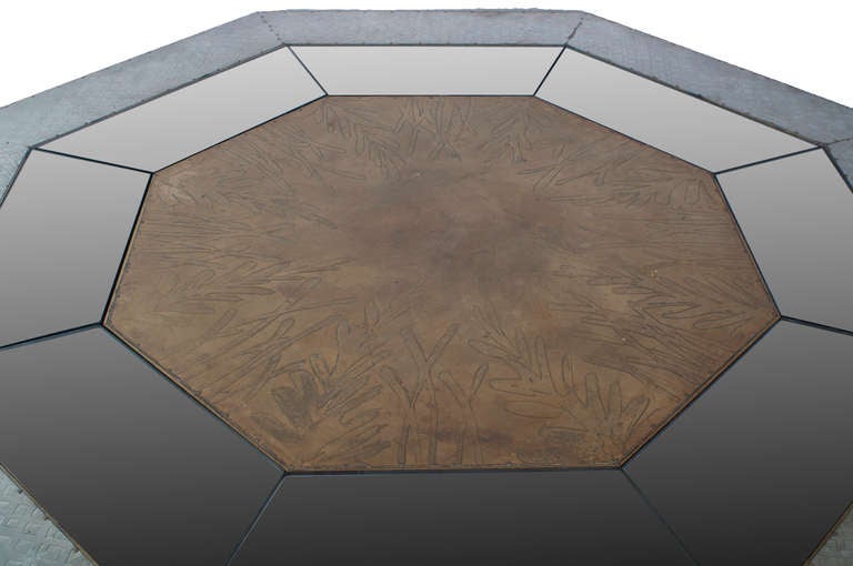 A Hexagonal Beaten Brass Dining Table