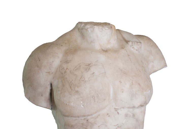 A White Carrera Marble Torso.  Copy of original in Delphi Museum in Greece.